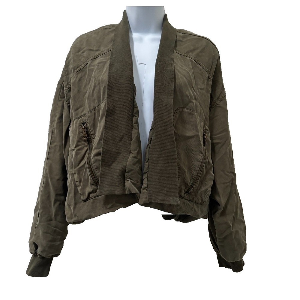 Young Fabulous & Broke Jacket Large Grunge Green Fara Crop Military